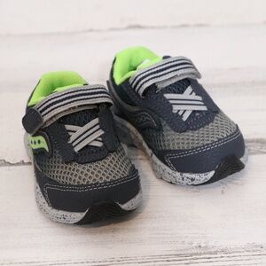 Saucony Boy's Ride 10 Jr. Sneake Blue/Green, 4 X-Wide Little Kid (baby/toddler)